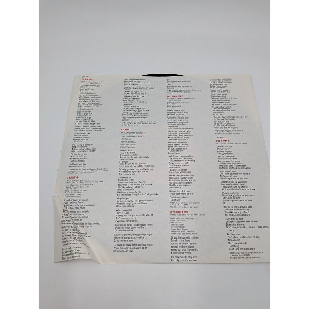 Steve Perry Street Talk Vinyl LP Album 1984 Columbia FC 39334 Oh Sherrie Rock - Picture 9 of 10